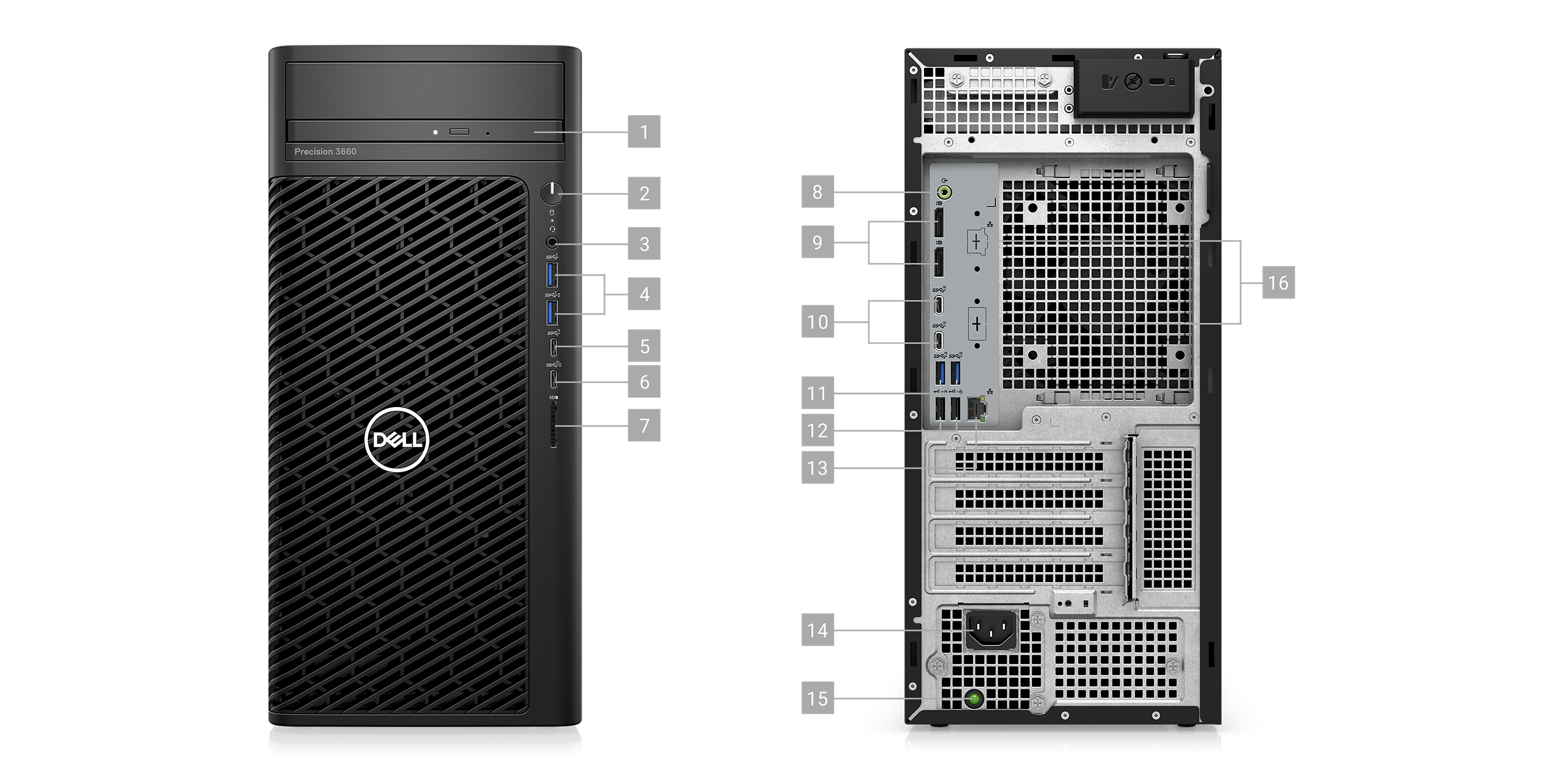 Dell Precision 3660 Tower (42PT3660D09) Đen Intel Core I9-12900 (Up To 5.1 GHz, 30MB) RAM 16GB (2x8GB) DDR5 2TB HDD NVIDIA RTX A2000 6GB DVDRW K&M NO OS 3Yrs